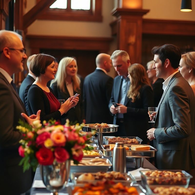 Halifax corporate guests networking over catered food