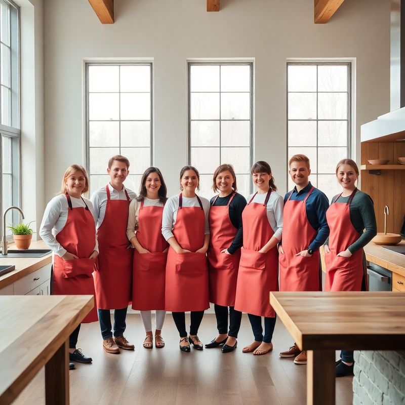 The Forgelpixel team of eight standing in their Halifax catering kitchen