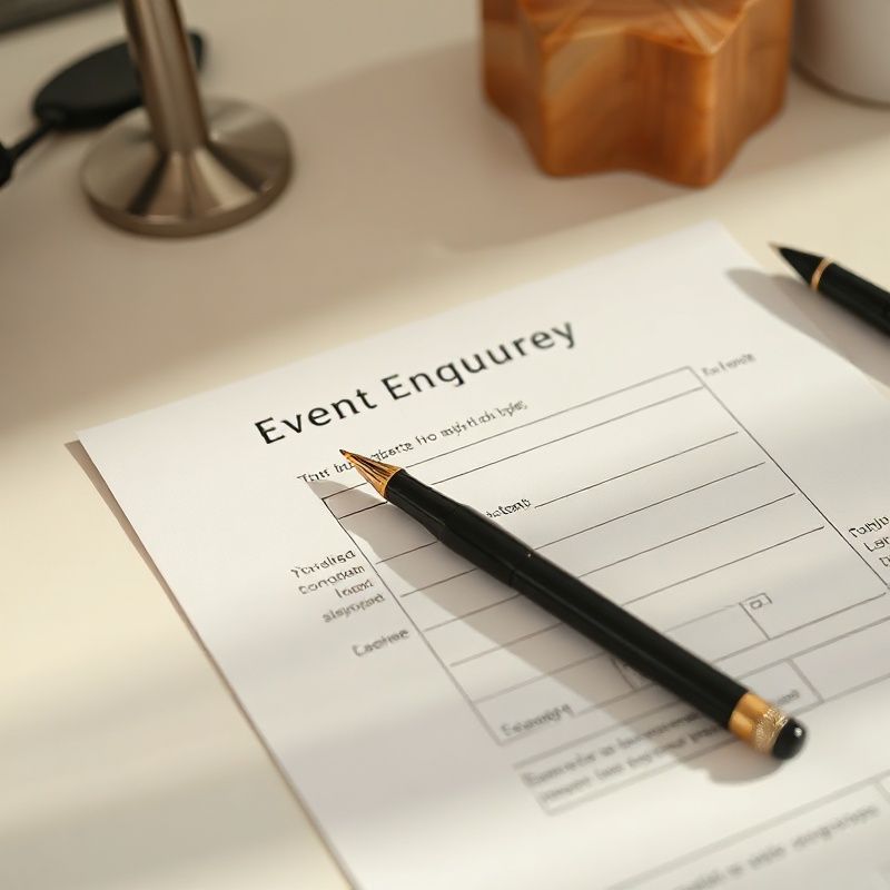 A pen resting on a Forgelpixel event enquiry form on a cream desk